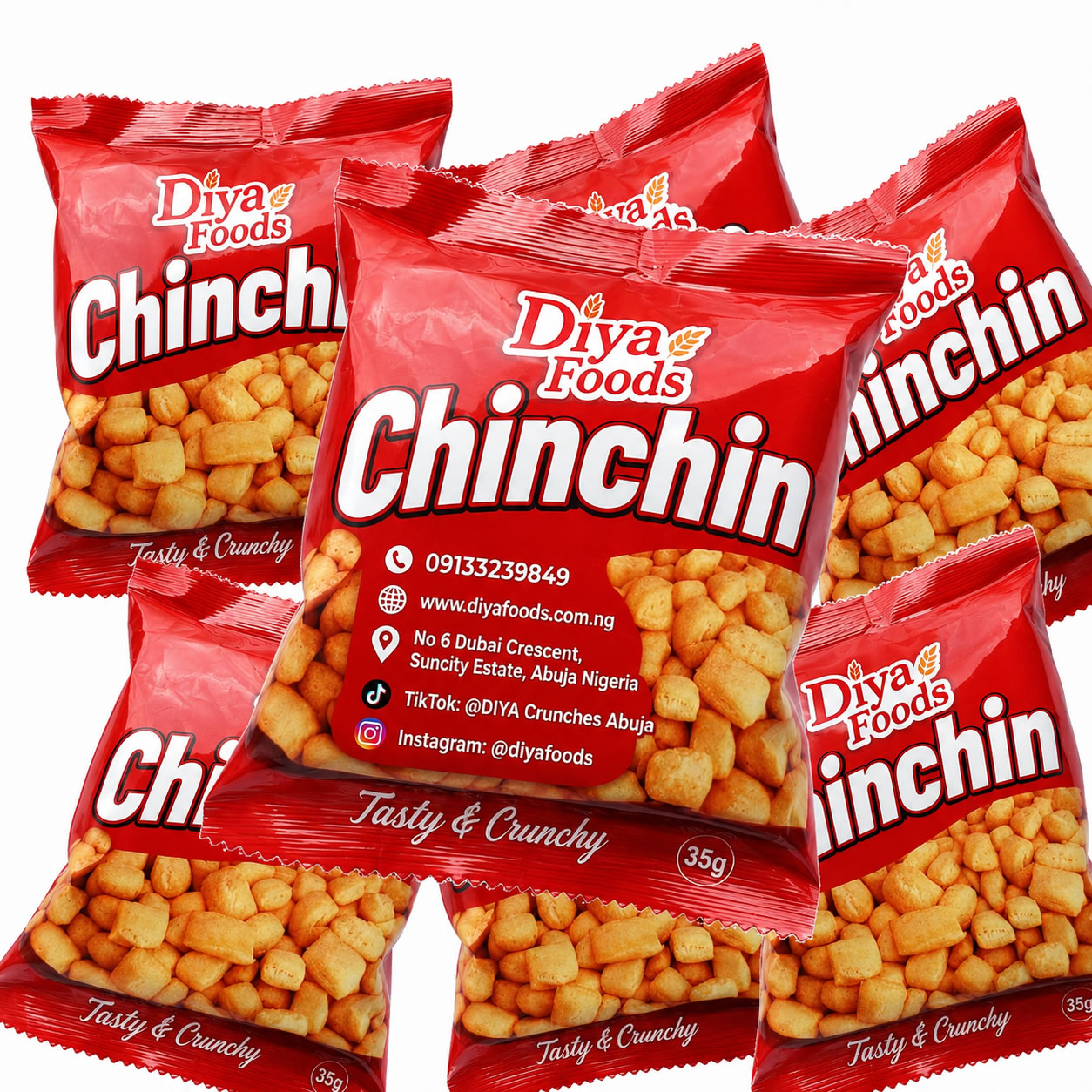 Odiya Foods chin chin in branded red 35g sachets